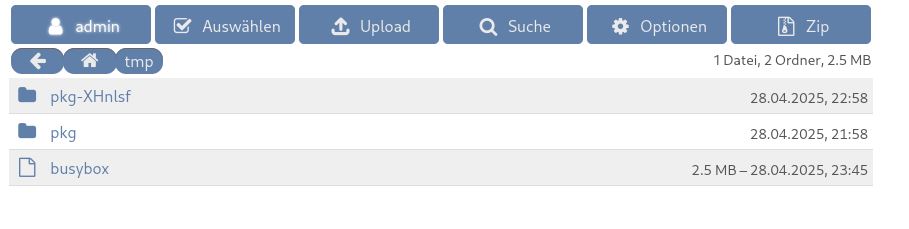 hier kommt wieder ein bild rein das den upload der busybox anzeigt